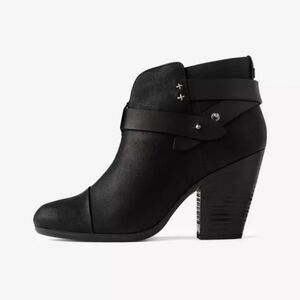 Rag and Bone "Harrow" Black Leather Stacked Heel Bootie Size 37.5